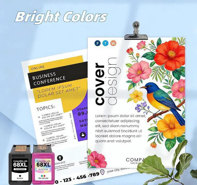 Alt view image 6 of 7 - 68XL 68 Ink Cartridges Black Color Combo Pack Replacement for HP HP+ Ink Cartridges Combo Pack for HP+ Ink 68 Fit for Envy 6155e 6555e 6100e 6165e 6500e 6152e 6552e 6558e Printer (1Black, 1Tri-Color)