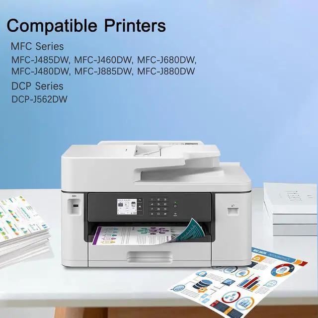 Alt view image 2 of 6 - LC201XL High Yield Ink Cartridges (2BK/1C/1M/1Y, 5 Pack) Compatible for Brother LC201 LC201BK LC203 XL Ink Cartridge Work with MFC-J480DW MFC-J485DW MFC-J880DW MFC-J4420DW MFC-J680DW Printer