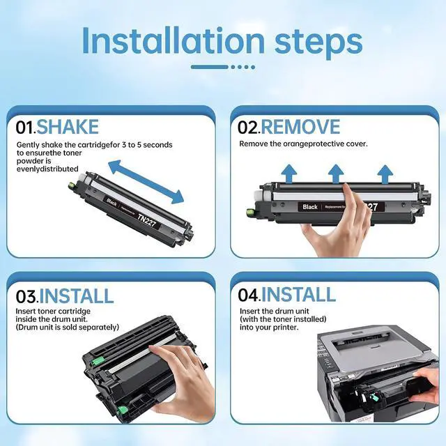 Alt view image 5 of 7 - TN227 Toner Cartridge High Yield TN223 Replacement for TN-227 TN223 Compatible with Brother HL-L3270CDW HL-L3210CW MFC -L3710CDW HL-L3290CDW MFC-L3750CDW L3710CW HL-L3230CDW Printer 4 Pack