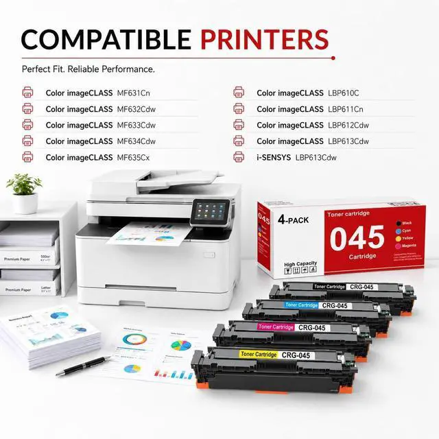 Alt view image 2 of 7 - 045 045H Toner Cartridge Set Replacemen for Canon CRG-045 Toner Cartridges