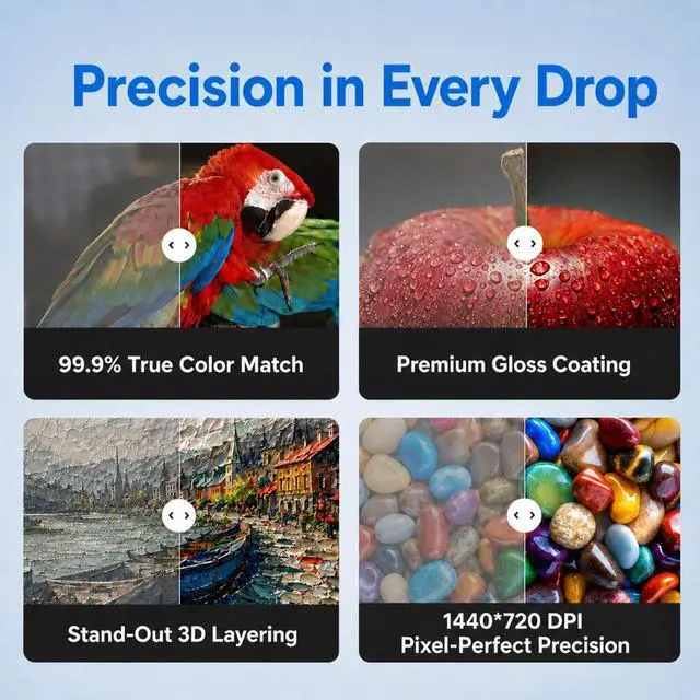Alt view image 4 of 7 - 250ML Hard UV Ink 6-Pack Rigid Type Ultraviolet UV Ink for Hard Surface Materials with XP600 TX800 i3200 DX5 DX6 DX7 i1600 L805 1390 DX10 Printhead and Printers (BK C M Y W+V)