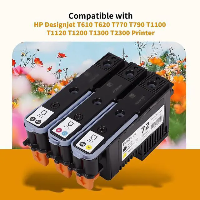 Alt view image 4 of 7 - 72 Printhead Compatible for HP Printers T610 T620 T770 T790 T1100 T1120 T1200 T1300 T2300 Printer, with New Chips 72 Printhead ( Cyan/Magenta, Matte Black/Yellow, Gray/Photo Black )