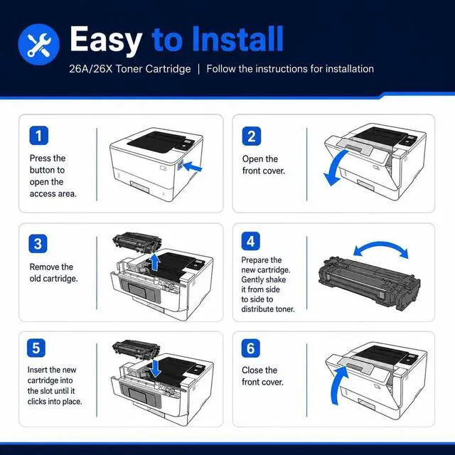 Alt view image 7 of 7 - 26A Black Toner Cartridge Replacement for HP 26A 26X Toner Cartridge