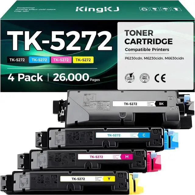 Main image of TK-5272 TK5272 Toner Cartridge 4-Pack High Yield Replacement for Kyocera TK-5272K TK-5272C TK-5272M TK-5272Y Compatible with ECOSYS P6230cdn M6230cidn M6630cidn Printers Ink Black Cyan Magenta Yellow