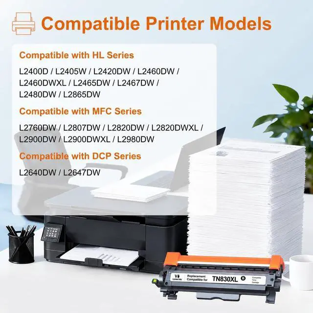 Alt view image 2 of 7 - Replacement for TN830XL TN830 Toner Cartridge High Yield 5 Black
