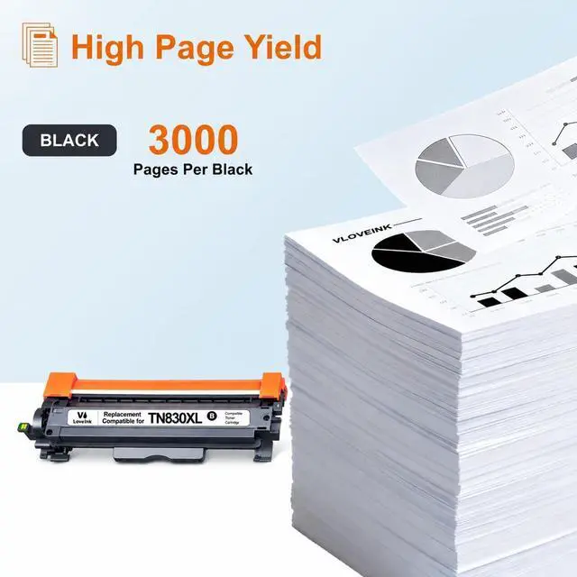 Alt view image 3 of 7 - Replacement for TN830XL TN830 Toner Cartridge High Yield 5 Black