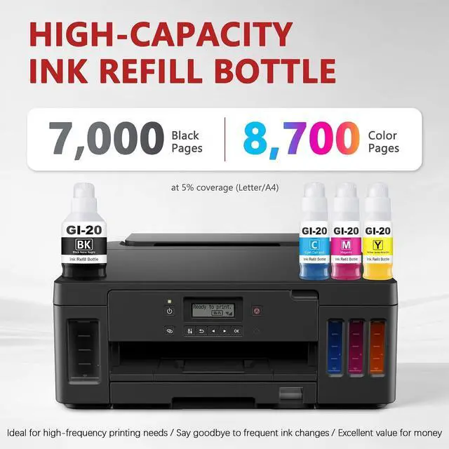 Alt view image 3 of 6 - GI-20 Black and Color Ink Refill Bottles 4-Pack G5020 G7020 G6020 Ink