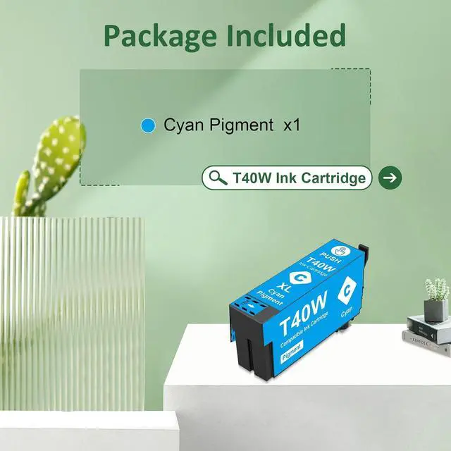 Alt view image 2 of 7 - Remanufactured T40W2 Ink Cartridges Cyan Replacement for T40W120 T40W220 T40W320 T40W420 Ink Cartridges, 1 Cyan Replacements for T5170 T5170M SC-T5170 T3170M T3170 SC-T3170 T2170 SC-T2170