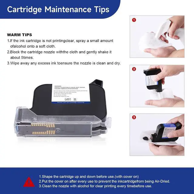 Alt view image 4 of 7 - Black Ink Cartridge 42ml Solvent Fast Dry Ink Replacement Non-Encrypted for 0.5inch/12.7mm Handheld Inkjet Printer Coding Machine (Black)