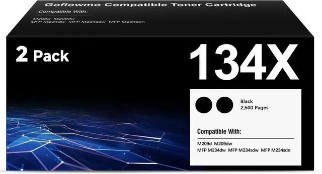 Main image of 134X Black Toner Cartridge Compatible for HP M209dw MFP M234sdw, W1340X 2PK