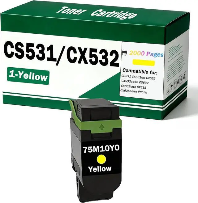 Main image of CS531 CX532 Toner Cartridge 75M10Y0 Compatible for Lexmark CS531 CS531dw CX532 CX532adwe CS632 CS632dwe CX635 CX635adwe Printer (1 Pack Yellow)