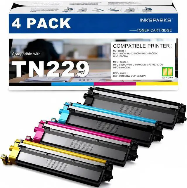 Main image of Compatible TN229 Toner Cartridges, with Chip, 4 Pack