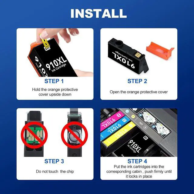 Alt view image 4 of 4 - 910XL Ink Cartridges Combo Pack Compatible for HP 910 910XL 910 XL Ink Cartridges for HP Printers Black and Color Work with HP OfficeJet Pro 8010 8020 8025 8028 8028 8035 8015 8018 Printer (4 Pack)