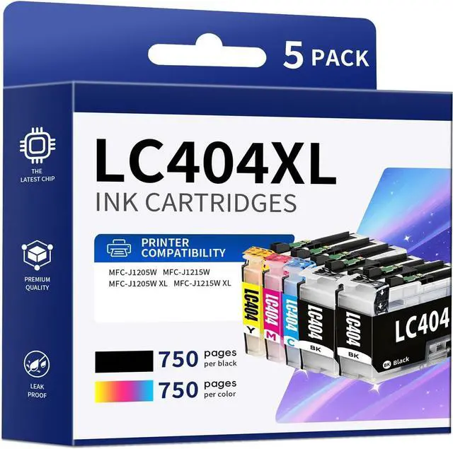 Main image of LC404XL Ink Cartridges with High-Yield Replacement Latest Upgrade Work For Brother LC404 Work for MFC-J1205W MFC-J1215W MFC-J1205W XL MFC-J1215W XL Printers (5 Pack Black Cyan Magenta Yellow)