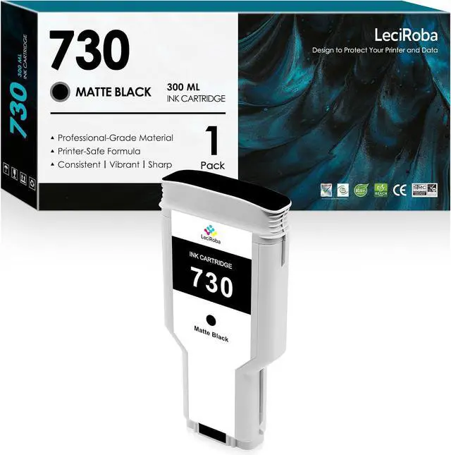 Main image of LeciRoba 730 300ML Matte Black High Yield Compatible Ink Cartridge Replacement for HP Ink 730 hp 730xl Ink Work with DesignJet T1600 T1700 T2600 (1-Pack Matte Black for P2V71A)
