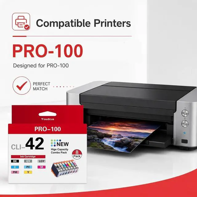 Alt view image 2 of 7 - CLI-42 Ink Cartridges High Capacity Replacement for Canon CLI 42 PRO-100
