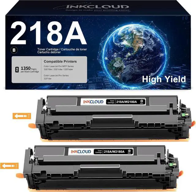 Main image of 218A Black High-Yield Toner Cartridge Replacement for HP 218A 218X W2180A W2180X Works with HP Color LaserJet Pro MFP 3301 fdw 3301cdw 3201dw 3301sdw 3201dw Printer Toner - 2PacK with Chip