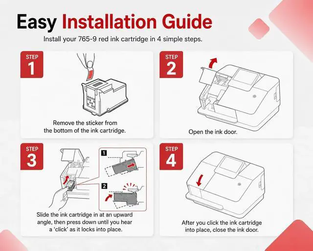 Alt view image 6 of 7 - 765-9 Red Ink Cartridge 2PK Replacement for Pitney Bowes 765-9