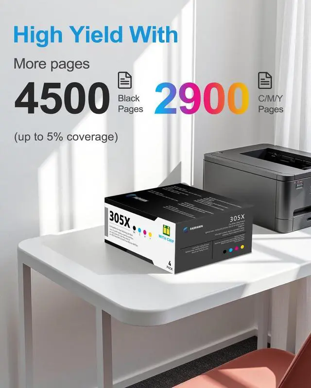 Alt view image 3 of 6 - 305X High Yield Toner Cartridges 4 Pack: Compatible CE410X CE411X CE412X CE413X Toner Replacement for HP 305X Pro 400 Color M451dn M451nw M451dw Pro 300 Color MFP M375nw M351a Printers(1BK/1C/1M/1Y)
