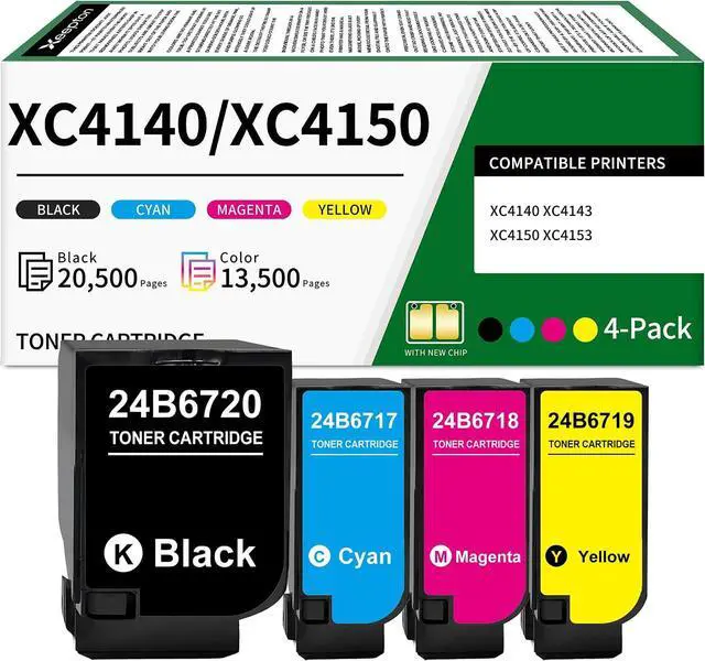 Main image of XC4150 XC4140 Toner Cartridge for 24B6720 24B6717 24B6718 24B6719, 4-Pack