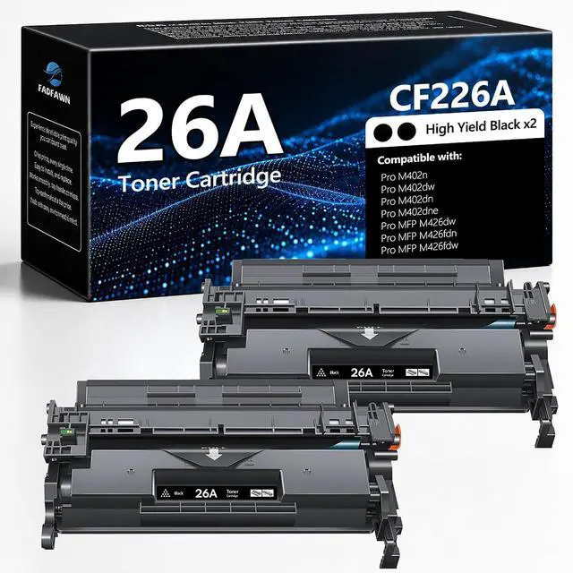 Main image of 26A Toner Cartridge 2 Pack Black High Yield Replacement for HP 26A CF226A for Pro MFP M426fdn MFP M426fdw M402dn M402dne M402dw M402n Printer