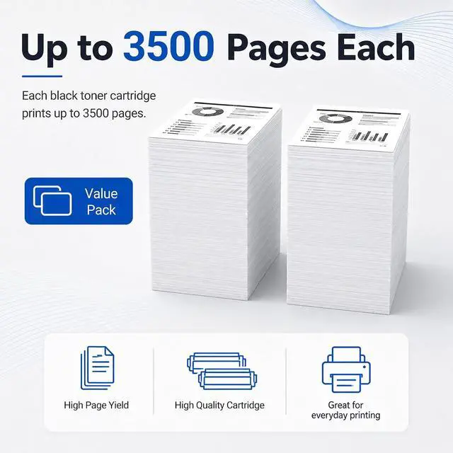 Alt view image 3 of 7 - 26A Toner Cartridge 2 Pack Black High Yield Replacement for HP 26A CF226A for Pro MFP M426fdn MFP M426fdw M402dn M402dne M402dw M402n Printer