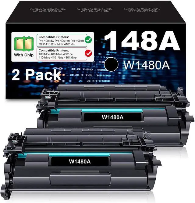 Main image of Remanufactured 148A Black Toner Cartridge Replacement for HP 148A 148X W1480A W1480X for Laser Jet Pro MFP 4101fdw 4001n 4001dn 4001dw 4101fdn Printer(2 Pack)
