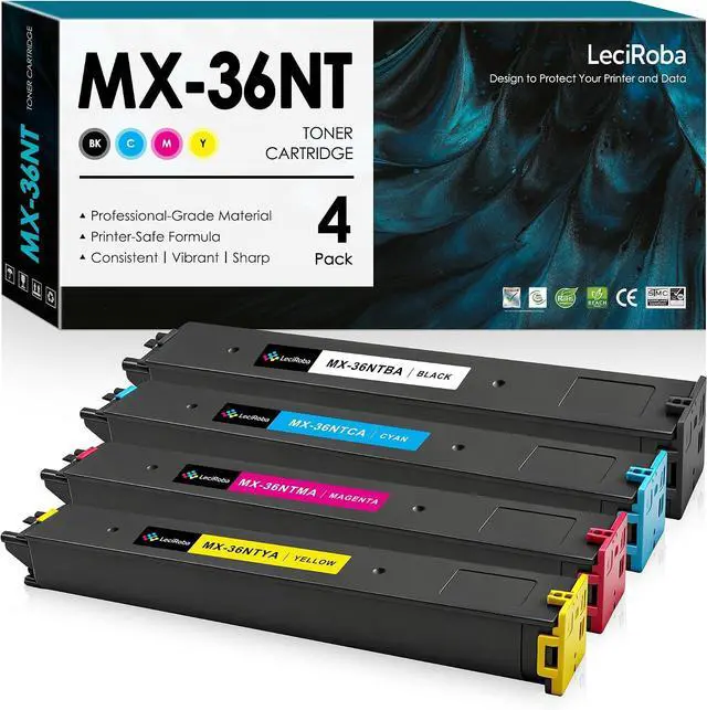 Main image of LeciRoba MX-36NT Toner Cartridge Replacement for Sharp MX-36 MX-36NTBA MX-36NTCA MX-36NTMA MX-36NTYA for Sharp MX-2610N 2615N 2640N 3110N 3140N 2615NC 2648NC Printer Toner Cartridges Set (4 Pack)