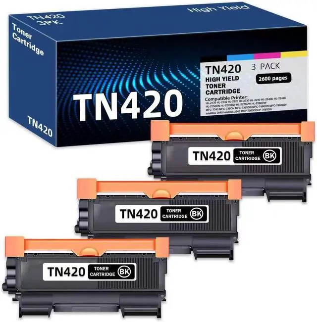 Main image of TN420 Compatible TN-420 Black Toner Cartridge Replacement for Brother TN-420 DCP-7060D DCP-7065DN Intellifax 2840 MFC-7240 HL-2130 HL-2132 Toner.(3 Pack)