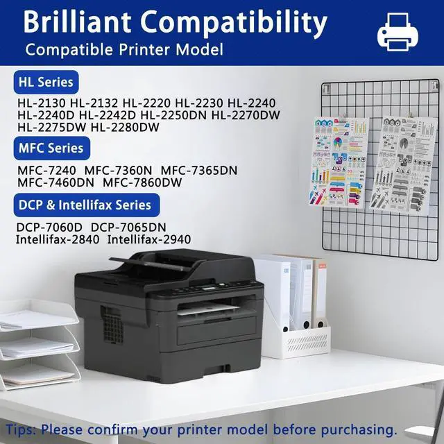 Alt view image 2 of 6 - TN420 Compatible TN-420 Black Toner Cartridge Replacement for Brother TN-420 DCP-7060D DCP-7065DN Intellifax 2840 MFC-7240 HL-2130 HL-2132 Toner.(3 Pack)