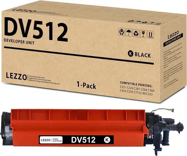 Main image of DV512 DV512K Black Developer Unit (A2XN03D) 1-Pack High Yield Replacement for Konica Minolta Bizhub C221 C221s C281 C224 C224e C284 C284e C364 C364e C454 C454e C554 C554e Series Printer