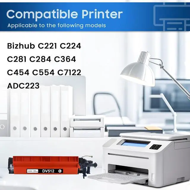 Alt view image 2 of 6 - DV512 DV512K Black Developer Unit (A2XN03D) 1-Pack High Yield Replacement for Konica Minolta Bizhub C221 C221s C281 C224 C224e C284 C284e C364 C364e C454 C454e C554 C554e Series Printer