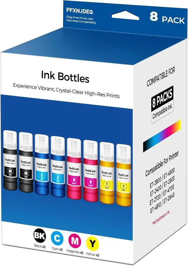 Main image of Compatible for E-pson EPT522 Ink Refill Bottle 8-Pack ET-2800 ET-4800 ET-2400 Ink Refill Bottles for Eco Tank ET-2800 ET-4800 ET-2400 ET-2803 ET-2720 ET-4700 ET-4810 ET-2840 Printer