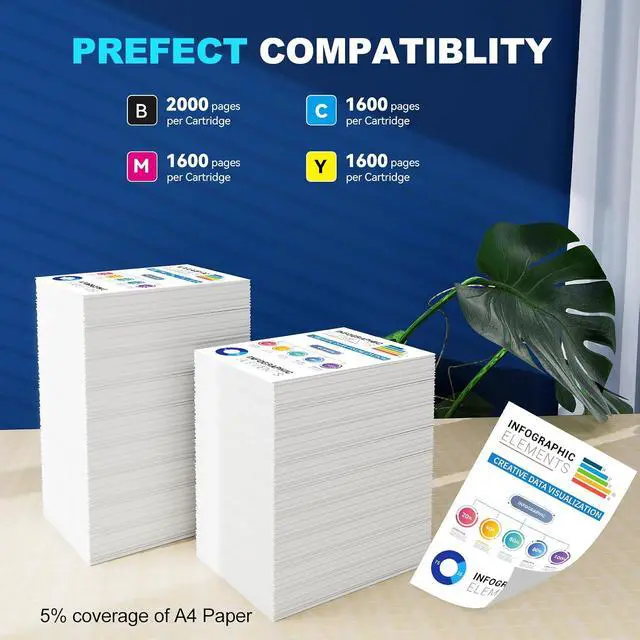 Alt view image 3 of 7 - 4-Pack 962XL Ink Cartridges Combo Pack High Yield Replacement for HP
