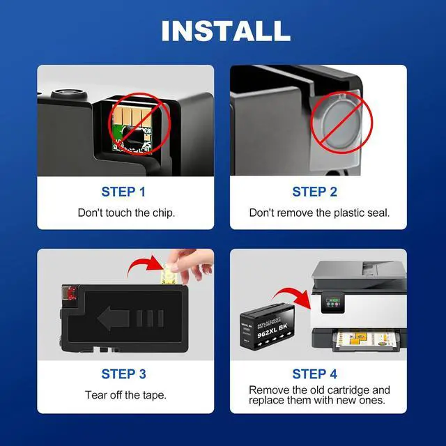 Alt view image 6 of 7 - 4-Pack 962XL Ink Cartridges Combo Pack High Yield Replacement for HP
