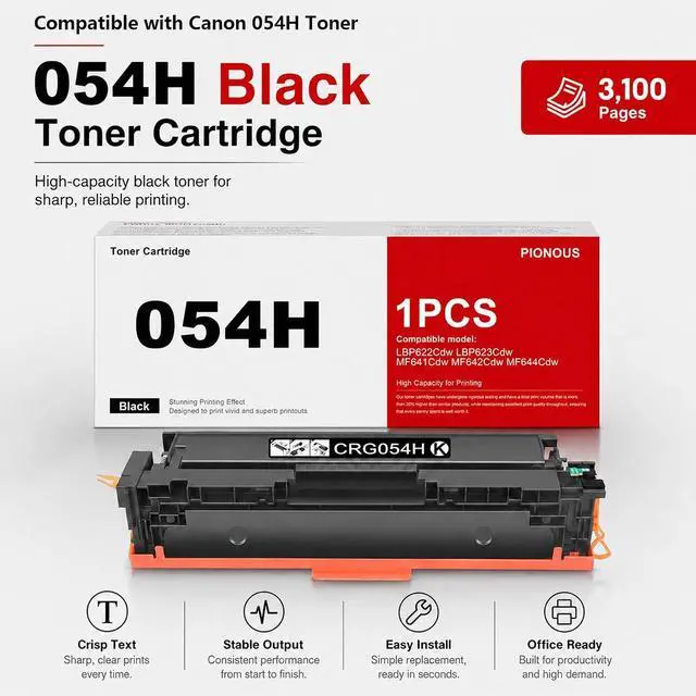 Alt view image 4 of 7 - 054H Black Toner Cartridge Replacement for Canon 054 CRG-054H