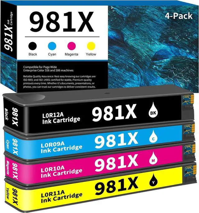 Main image of 981X Ink Cartridges High Yield 4-Pack Replacement for HP 981 981A 981X Ink