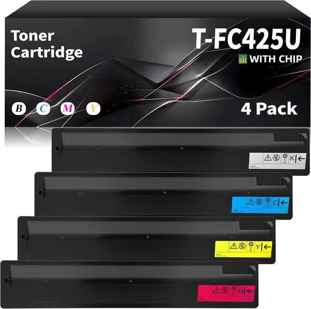 Main image of T-FC425U Toner Cartridge (with Chip) Compatible with T-FC425U-K T-FC425U-C T-FC425U-Y T-FC425U-M High Capacity Toner Cartridges Replacement for Toshiba E-Studio 2525AC 3025AC 3525AC Printers 4P