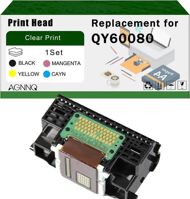 Main image of Compatible for Canon QY60080 Print Head IP4820 IP4920 IX6520 MG5120 MG5220 MG5320 MX712 MX882 MX892 Printers, High Yield 5000 Pages Bright Clear Colors (1 Set)