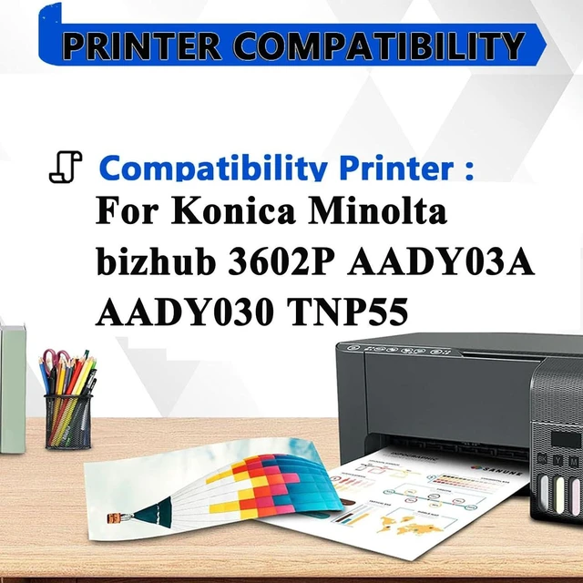 Alt view image 3 of 7 - TNP55 TNP-55 Toner Cartridges Replacement Compatible for Konica Minolta bizhub 3602P AADY03A AADY030 TNP55 Printers(1 Pack Black)