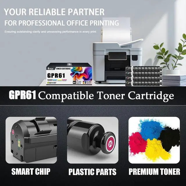 Alt view image 4 of 7 - GPR61 Toner Cartridges Compatible for Canon GPR-61 3764C003AA Cyan Toner Cartridge Work for Canon ImageRunner Advance DX C5840i C5850i C5860i C5870i