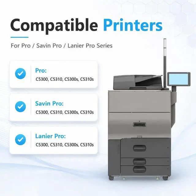 Alt view image 2 of 6 - C5300 Toner Cartridge 4-Pack for Ricoh Pro C5300 C5310 C5300s C5310s Printers Compatible Replacement 828597 828600 828598 828599 (BK/C/M/Y)