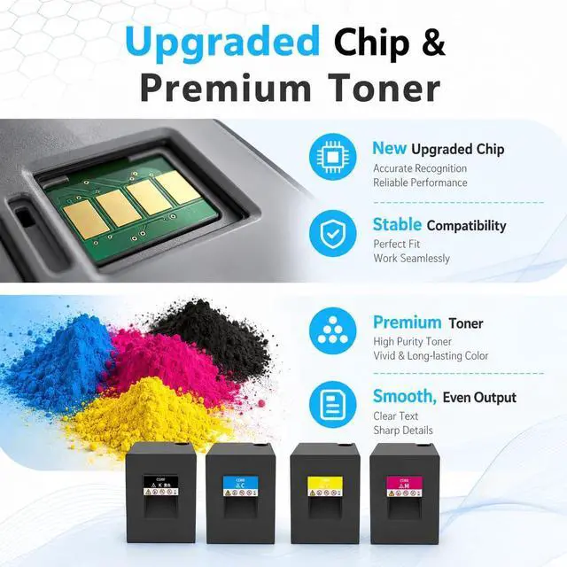 Alt view image 4 of 6 - C5300 Toner Cartridge 4-Pack for Ricoh Pro C5300 C5310 C5300s C5310s Printers Compatible Replacement 828597 828600 828598 828599 (BK/C/M/Y)