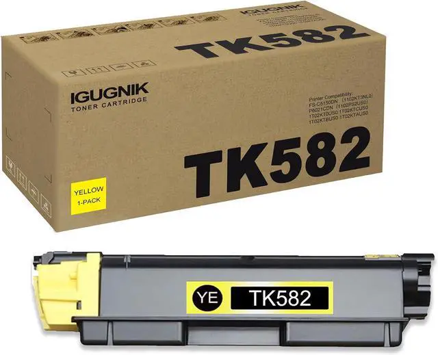 Main image of 1 Pack TK-582 Yellow Toner Cartridge Replacement for Kyocera TK582 Work with FS-C5150DN (1102KT3NL0) P6021CDN (1102PS2US0) Printers 1T02KTAUS0