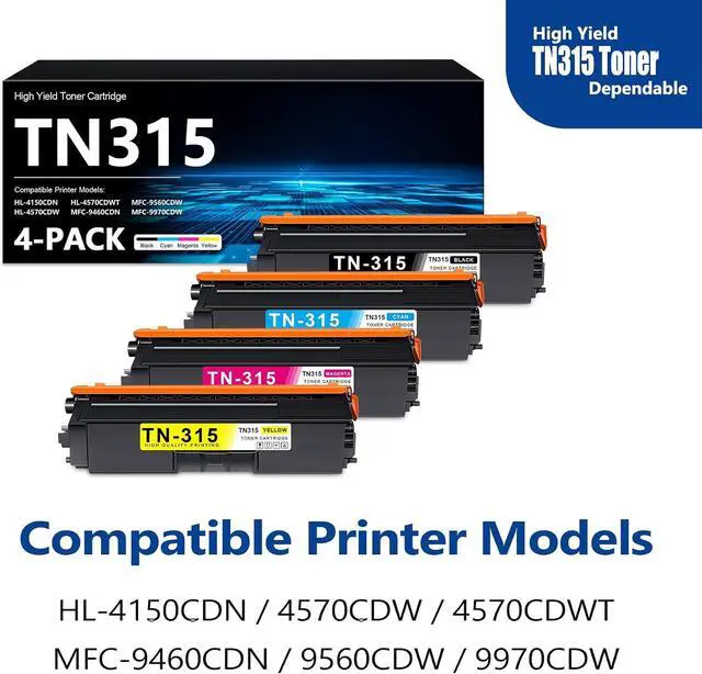 Alt view image 2 of 7 - TN315 Toner Cartridge High Yield 4-Pack TN-315 BK/C/M/Y Toner HL-4570CDW