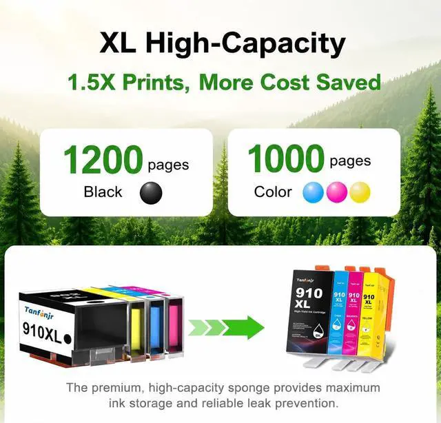 Alt view image 4 of 7 - 910XL Ink Cartridges 4 Pack Replacement for HP 910 910XL Ink Cartridges Combo Pack Work with HP OfficeJet Pro 8015e 8025e 8020e 8015 8020 8028e 8035e 8010e