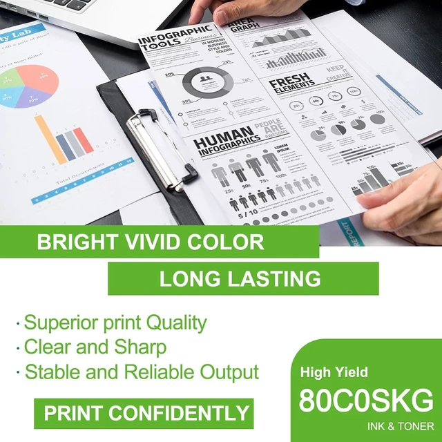 Alt view image 4 of 6 - 800SKG (80C0SKG) Black Toner Cartridge, Compatible 1 Pack 80C0SKG Replacement for CX310 CX310n CX310dn CX410 CX410de CX410dte CX410e CX510 CX510de CX510dhe CX510dthe Printer