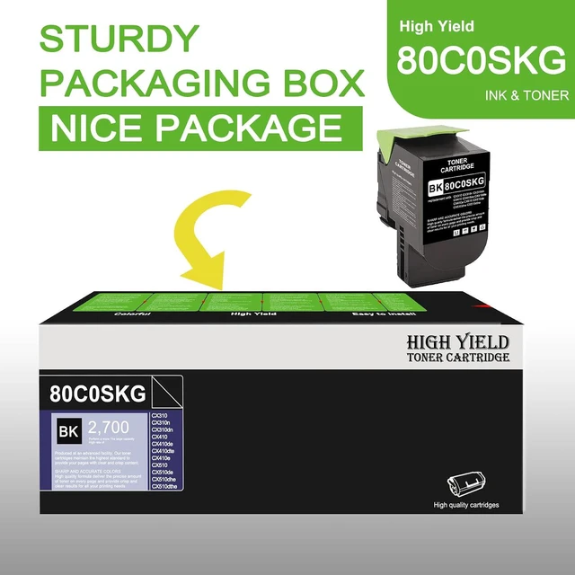 Alt view image 5 of 6 - 800SKG (80C0SKG) Black Toner Cartridge, Compatible 1 Pack 80C0SKG Replacement for CX310 CX310n CX310dn CX410 CX410de CX410dte CX410e CX510 CX510de CX510dhe CX510dthe Printer