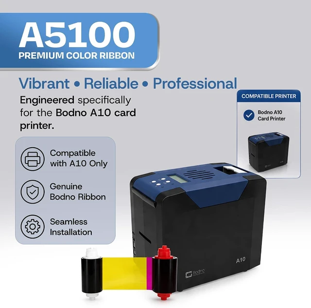 Alt view image 2 of 5 - 1 Pack - Bodno A-Series YMCKO Color Ribbon - A5100-100 Prints for A10 Printers