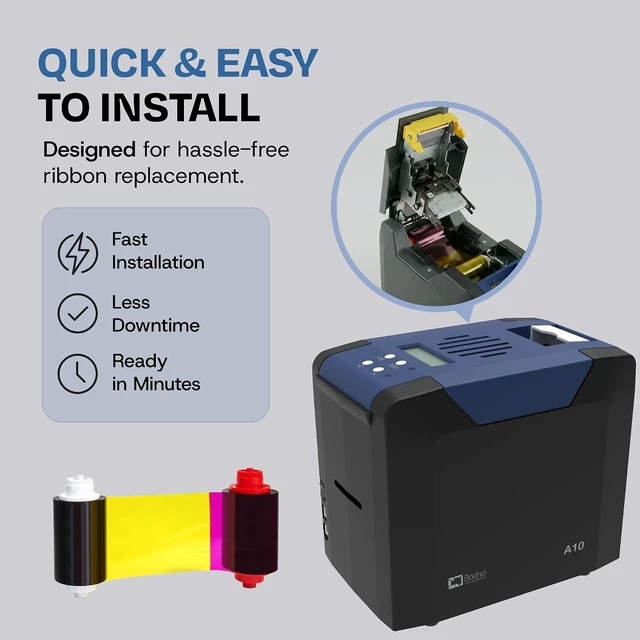 Alt view image 5 of 5 - 1 Pack - Bodno A-Series YMCKO Color Ribbon - A5100-100 Prints for A10 Printers